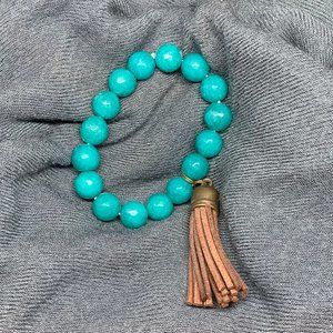 Ocean Jade Stretch Bracelet with Tassel